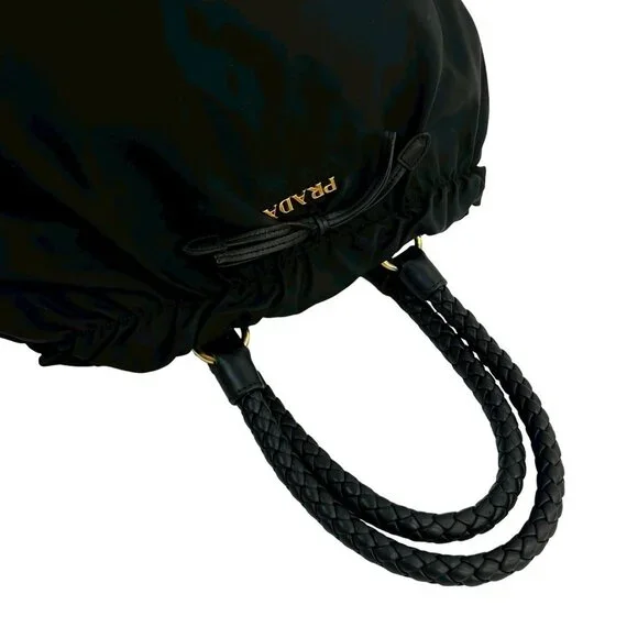 PRADA Black Leather Shoulder Bag